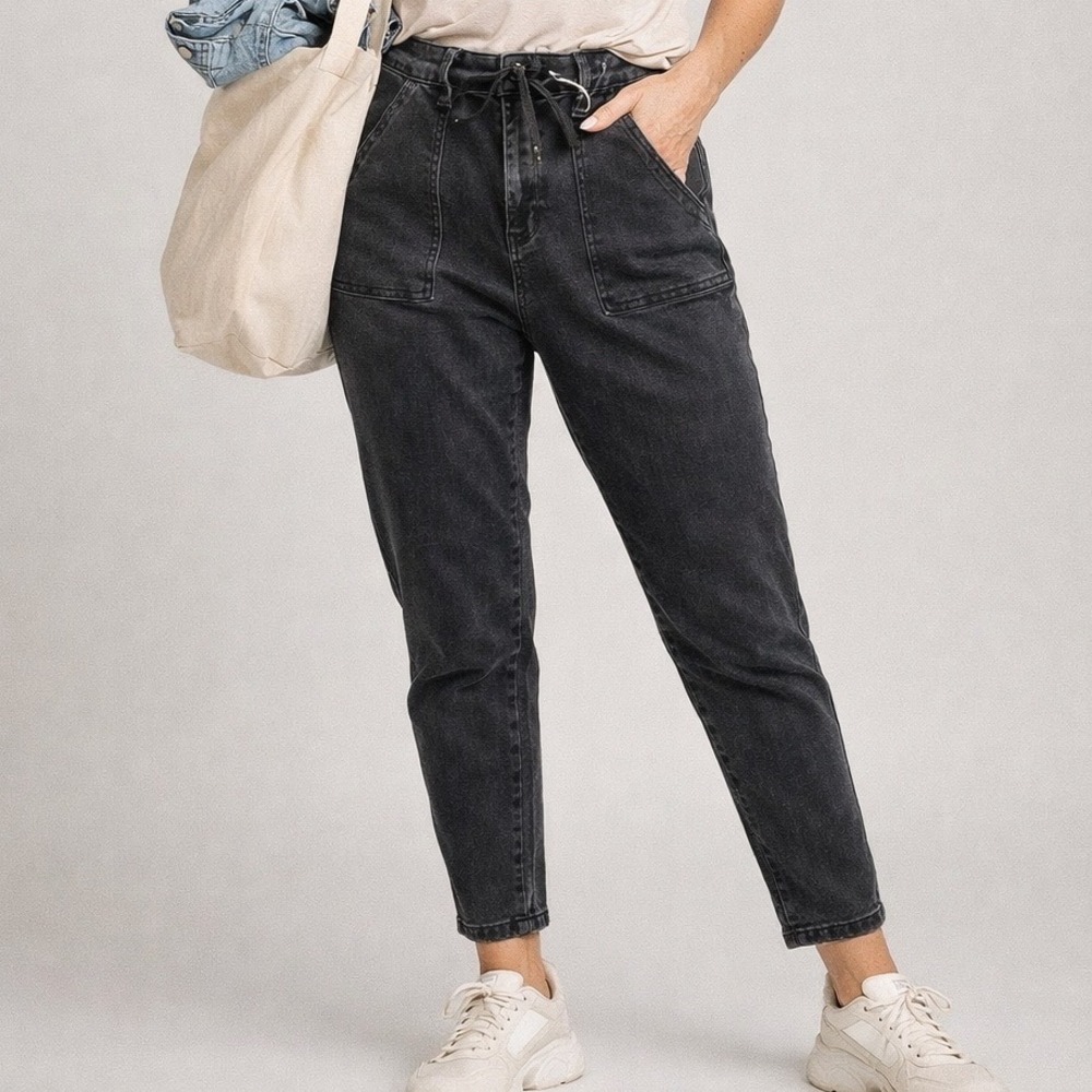 Judy Blue Black High Rise Drawstring Skinny Jeans JB88700 BK Size 7/28 K2